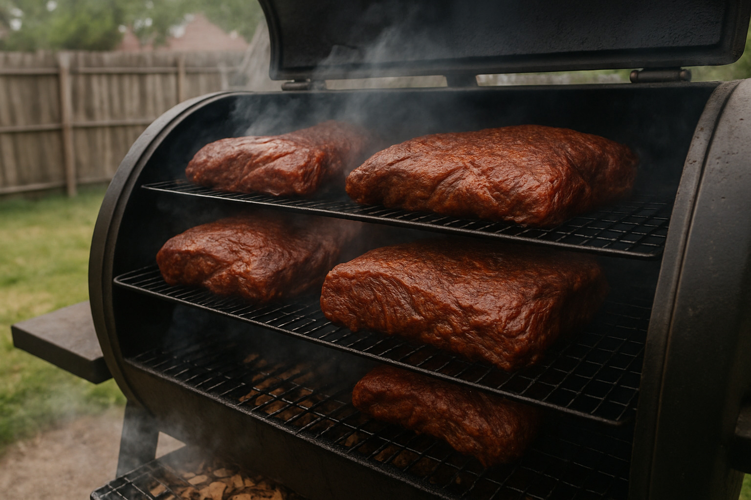 meat in smoker setup - quesabirria