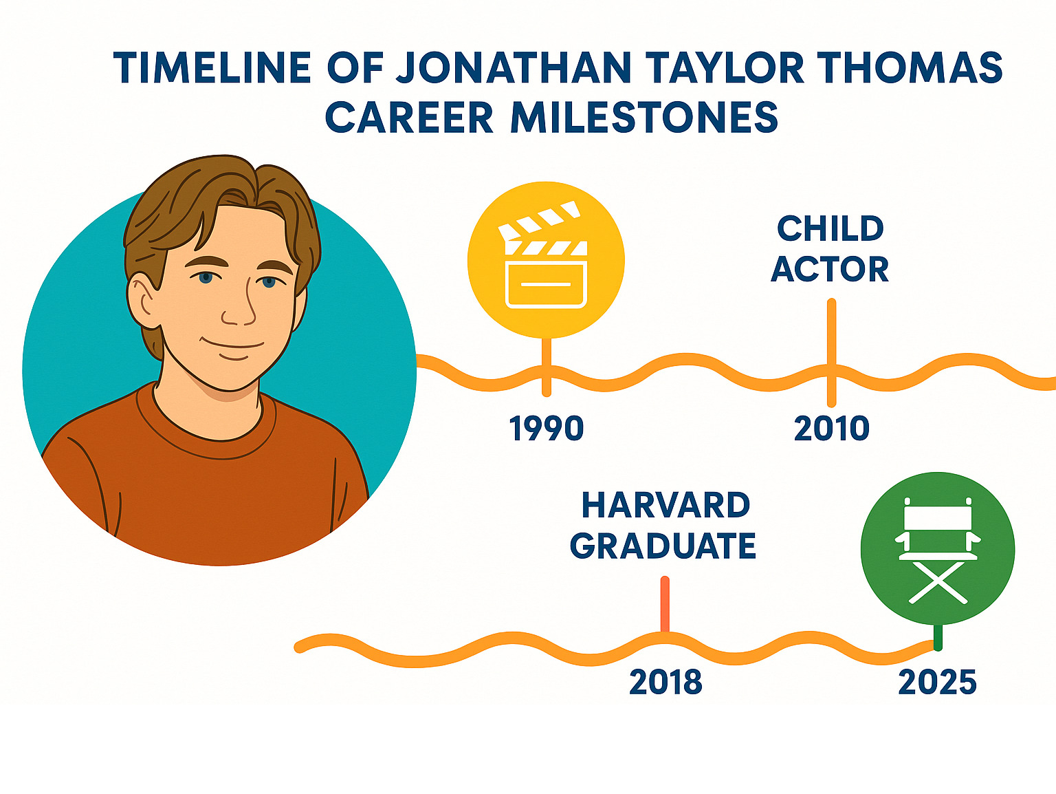 Timeline of Jonathan Taylor Thomas career milestones from child actor to Harvard graduate to private director - jonathan taylor thomas infographic Timeline of Jonathan Taylor Thomas career milestones from child actor to Harvard graduate to private director - jonathan taylor thomas infographic