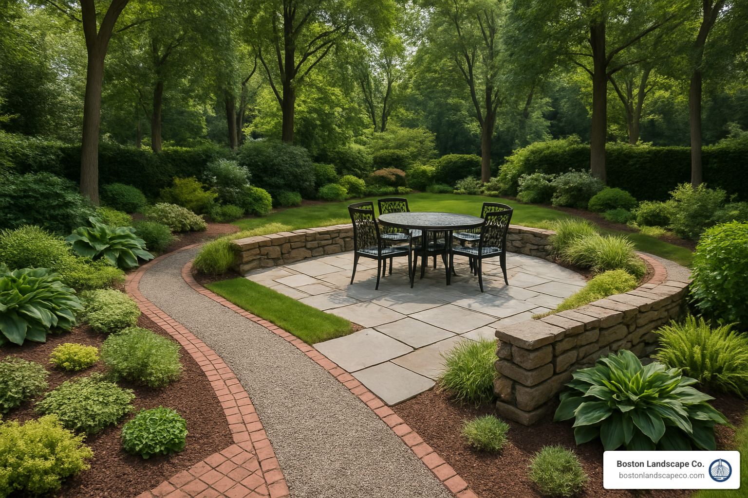Blended hardscape materials in New England setting - Durable hardscaping materials