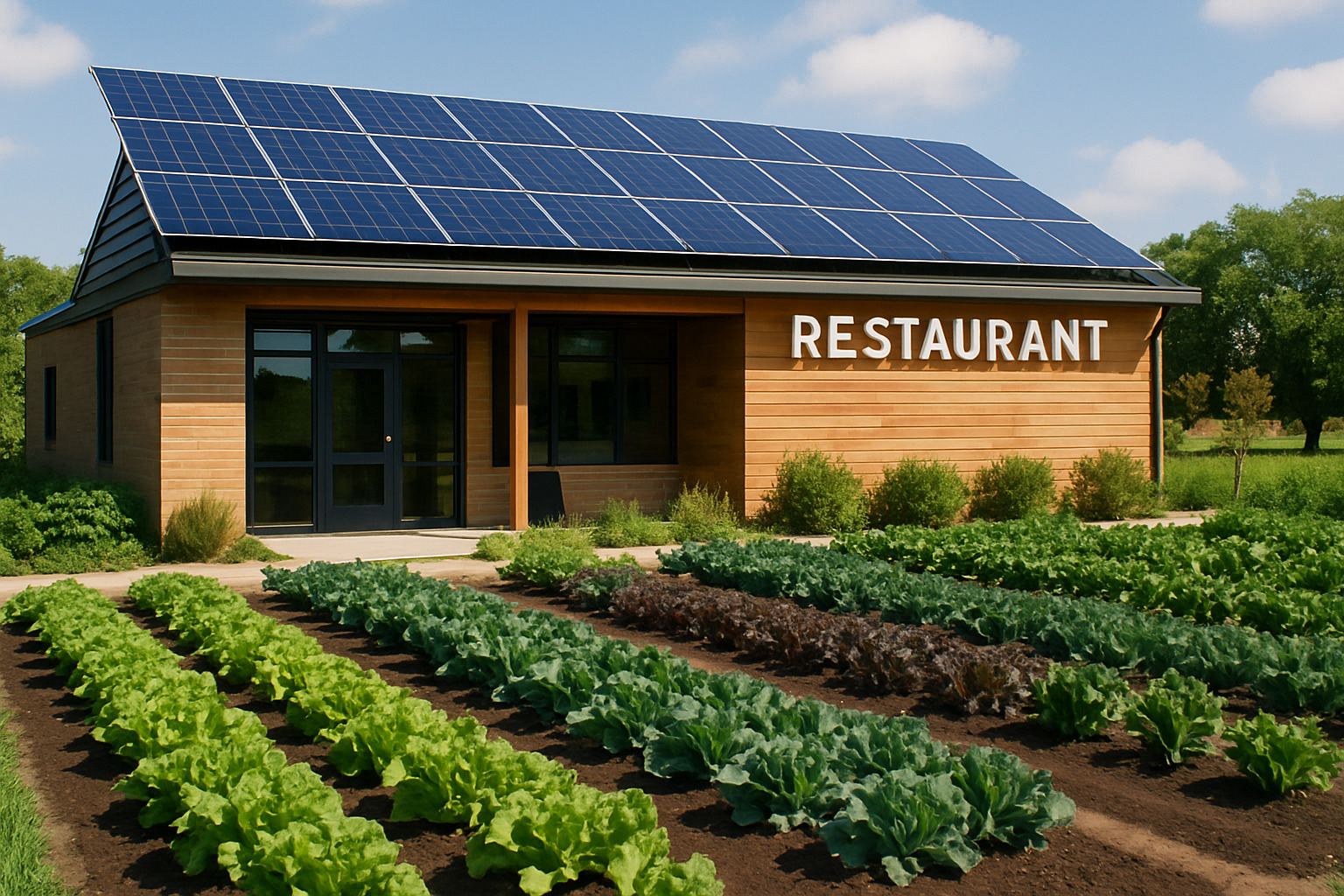 sustainable farm-to-table restaurant with solar panels and organic garden - Culinary travel trends