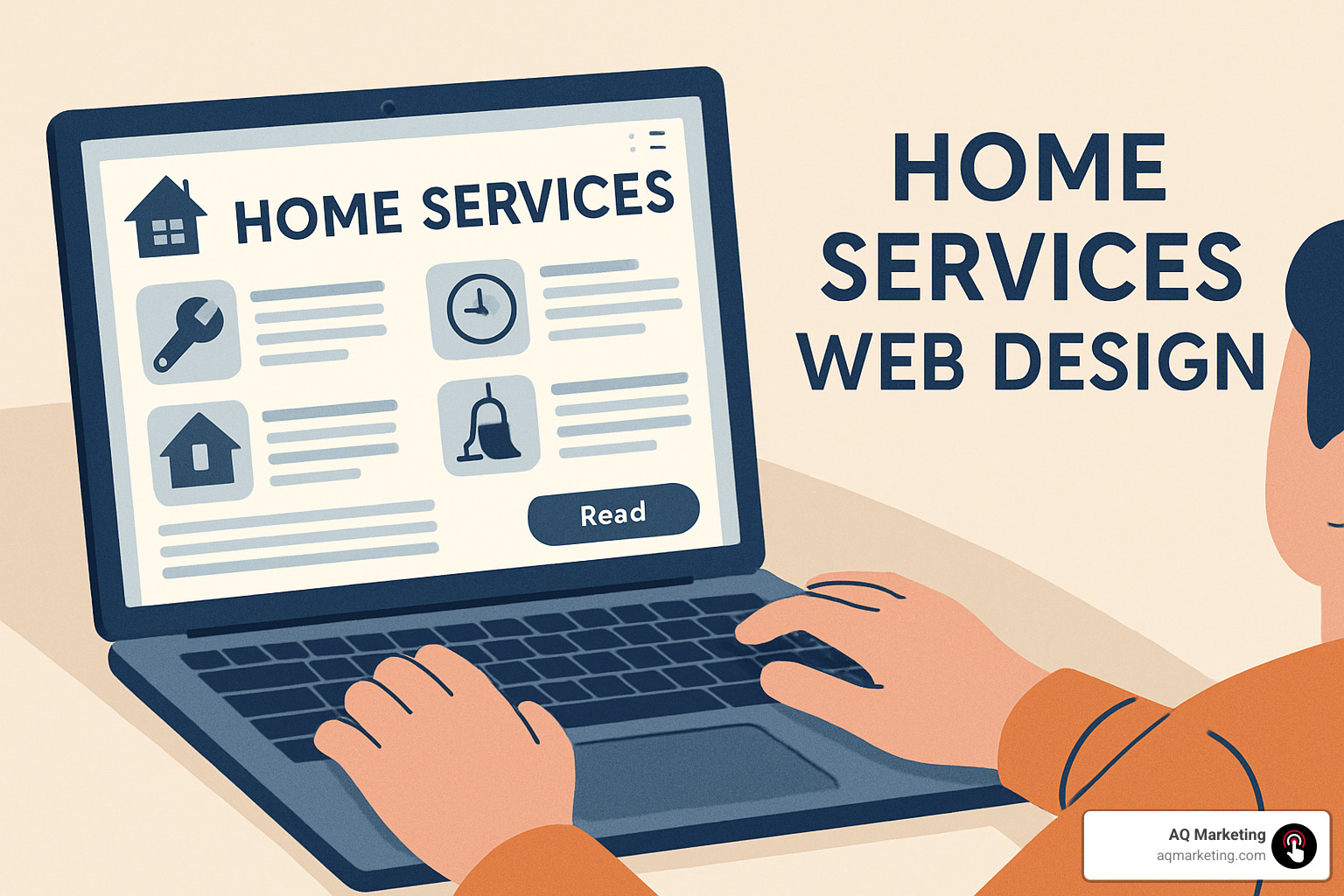 Responsive home services website homepage displayed on desktop, tablet, and mobile devices - home services web design