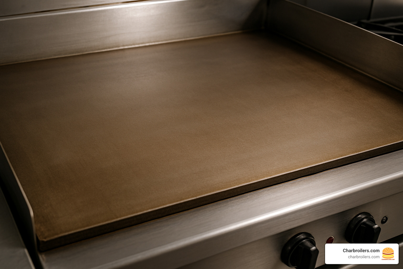 perfectly seasoned and maintained griddle surface - how to clean a commercial stainless steel griddle