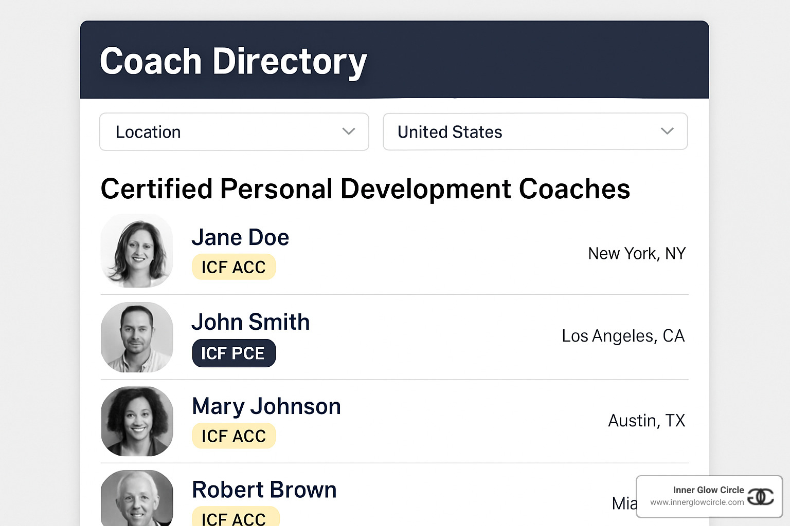 coach directory screenshot - personal development coach near me
