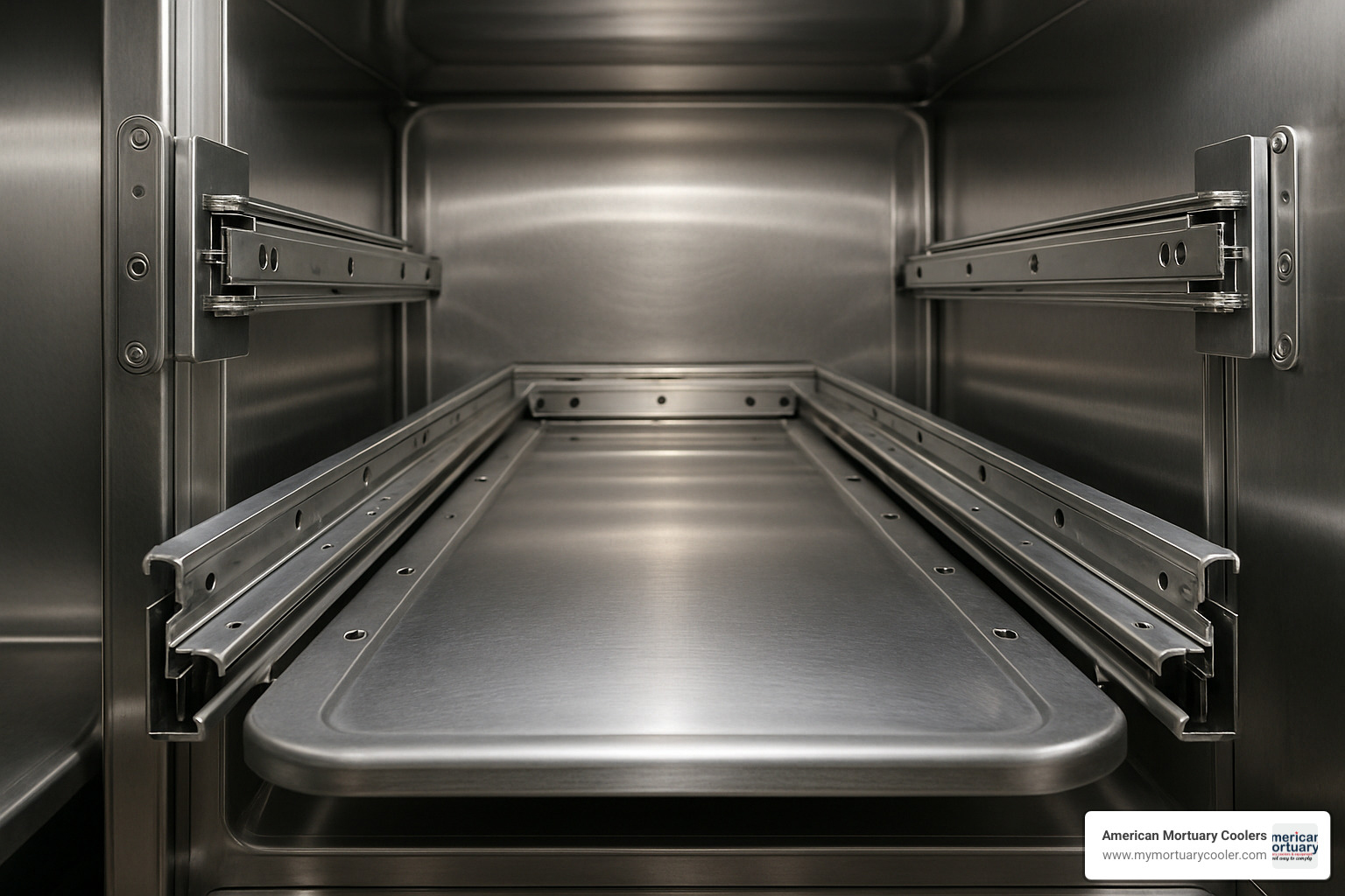 telescoping slide rails in morgue cooler - morgue-cooler