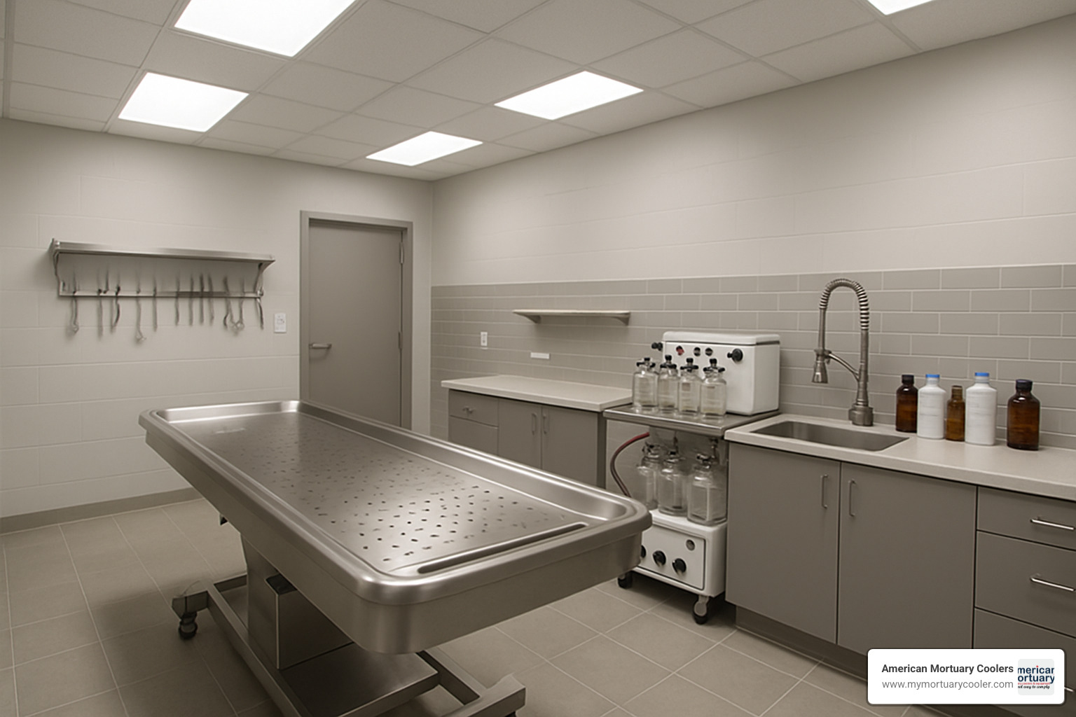 embalming equipment in modern prep room - what's a mortician do
