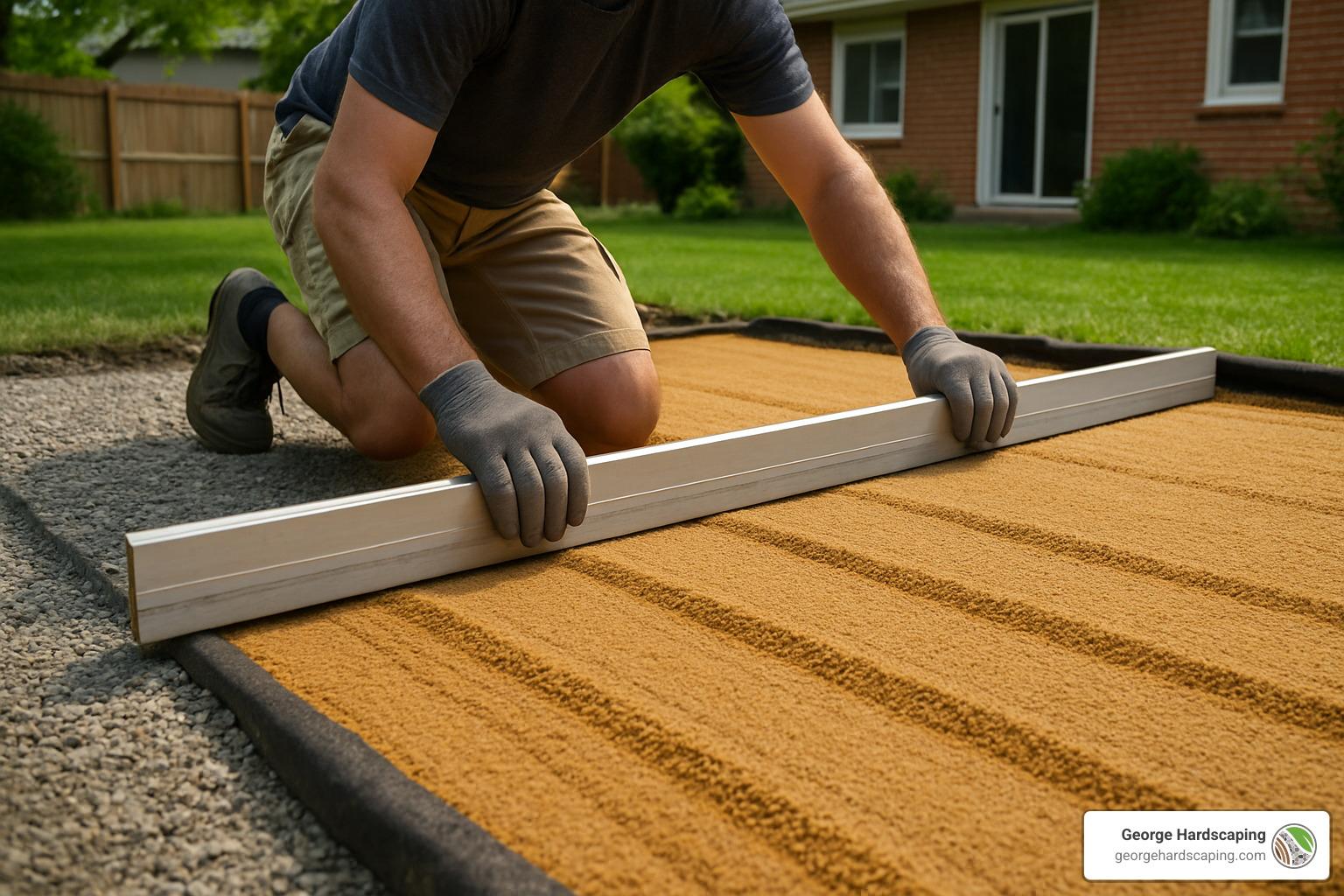 screeding sand base preparation - patio and walkway installation