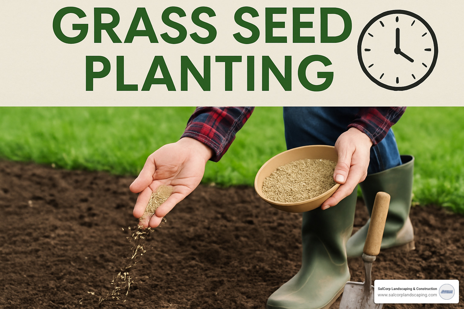 Homeowner conducting soil pH test with testing kit showing 6.5 reading - best time grass seed planting