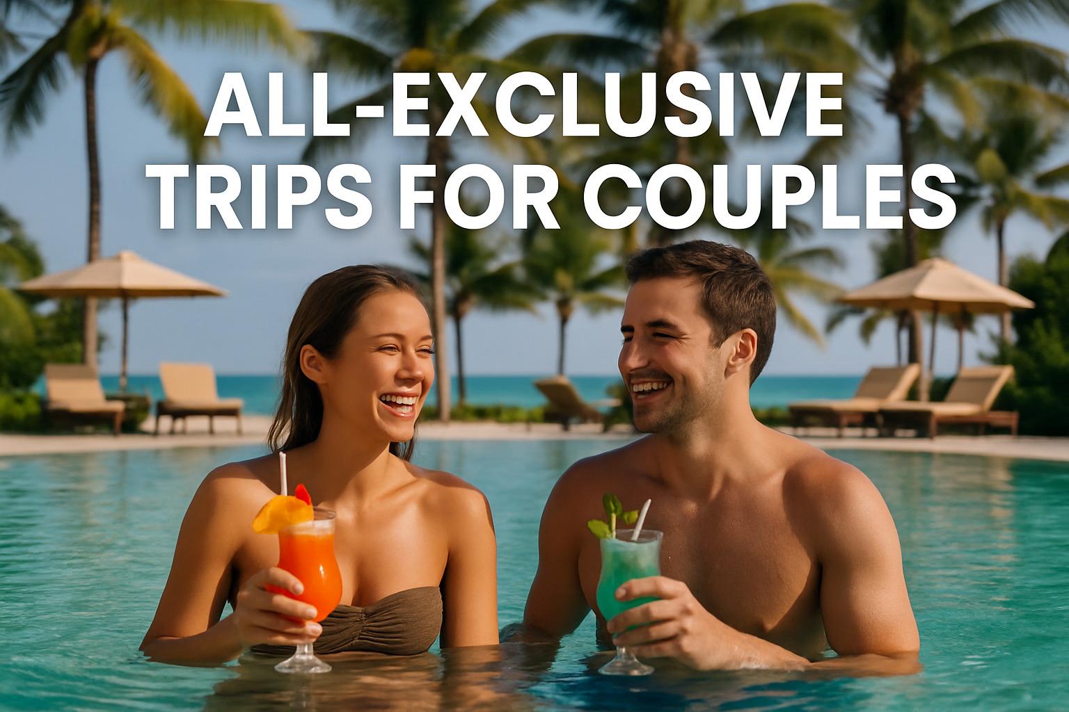 Map highlighting top romantic destinations for all-exclusive couples trips, featuring Caribbean islands, Mexican coastal resorts, Central American eco-lodges, and luxury properties in Thailand and New Zealand - all exclusive trips for couples
