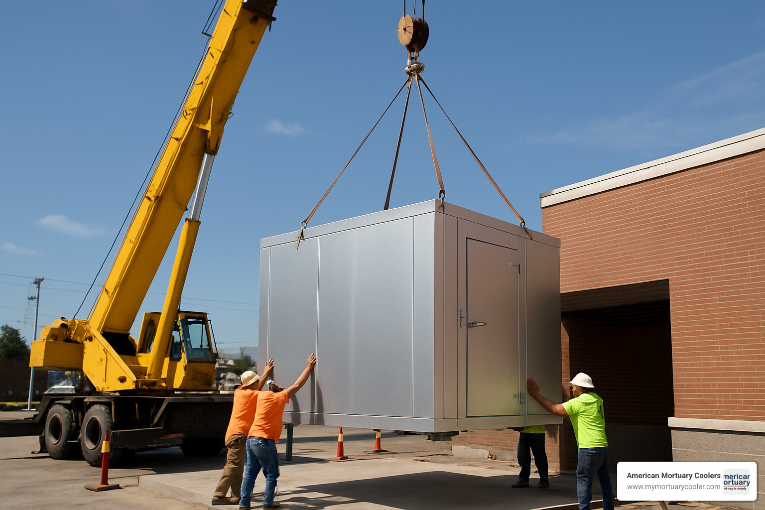 crane setting walk-in cooler - custom walk-in cooler