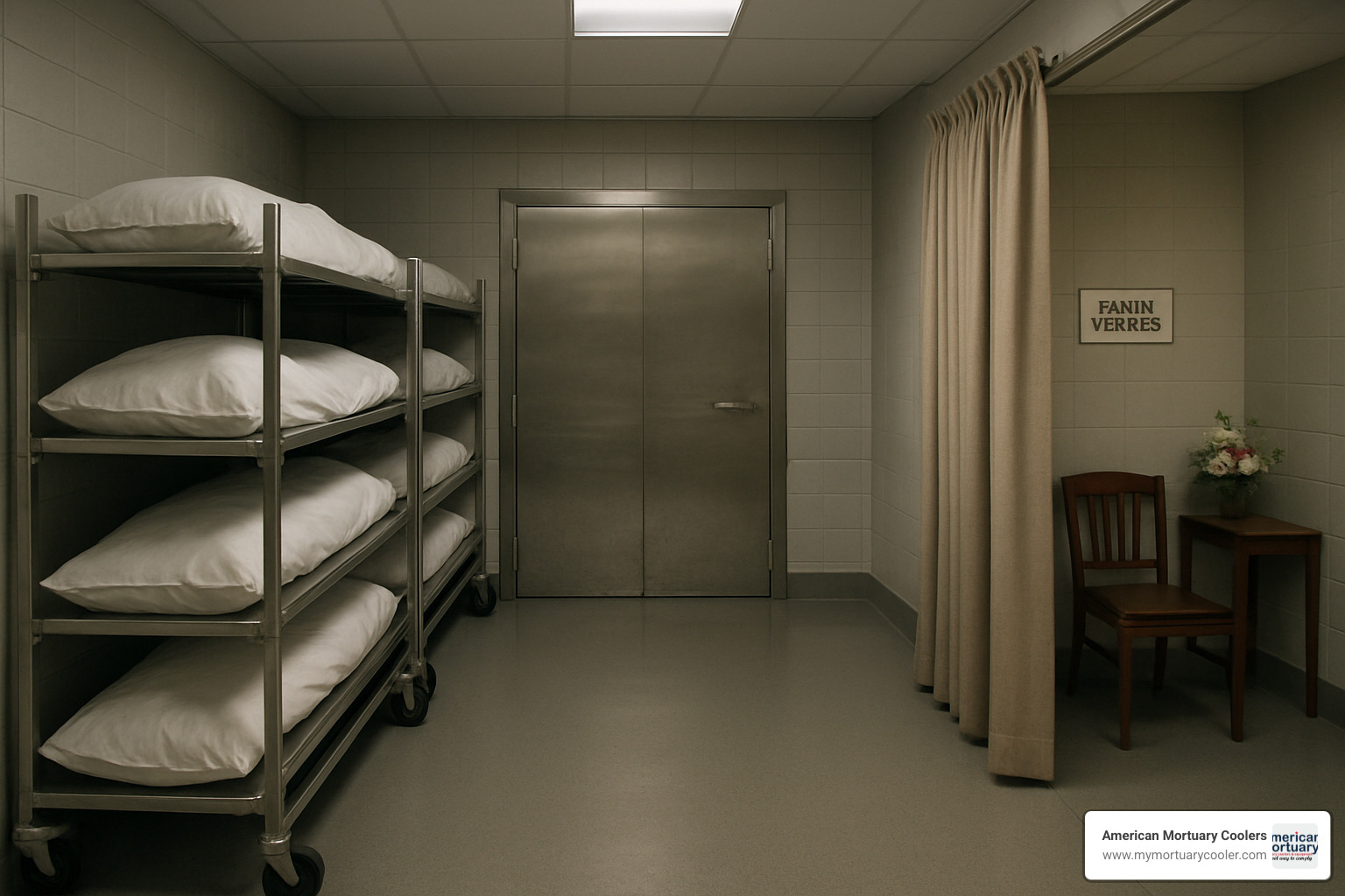 Cultural protocol setup showing respectful mortuary storage arrangement - mortuary-storage