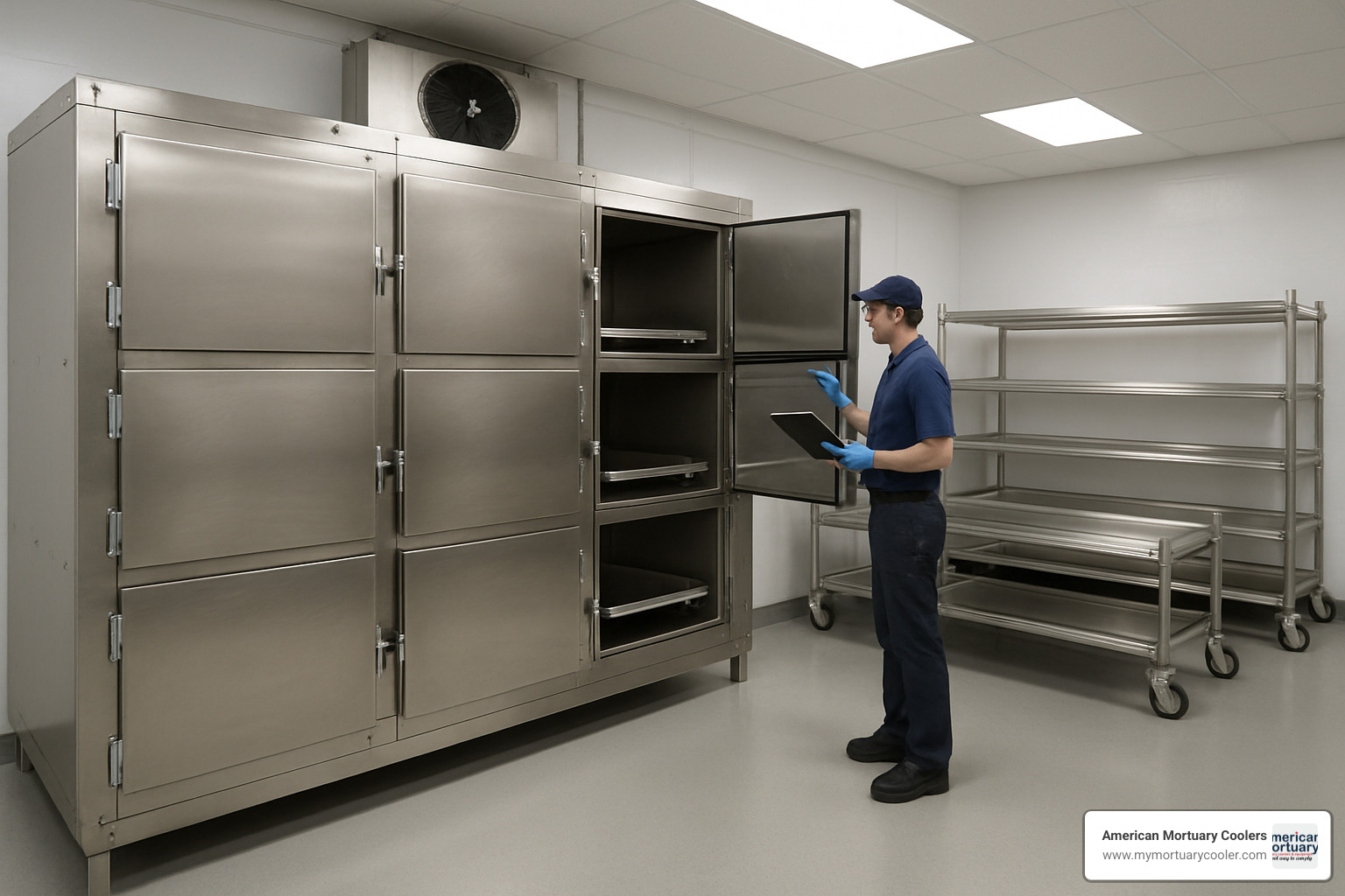 Turnkey cooler installation showing professional setup - mortuary-storage