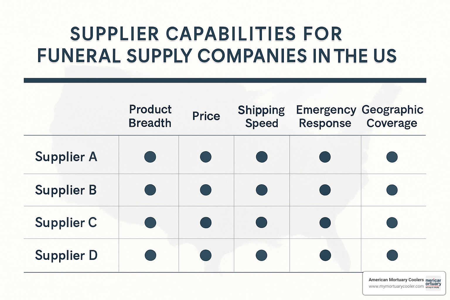 comparison chart showing supplier capabilities - affordable-funeral-supply