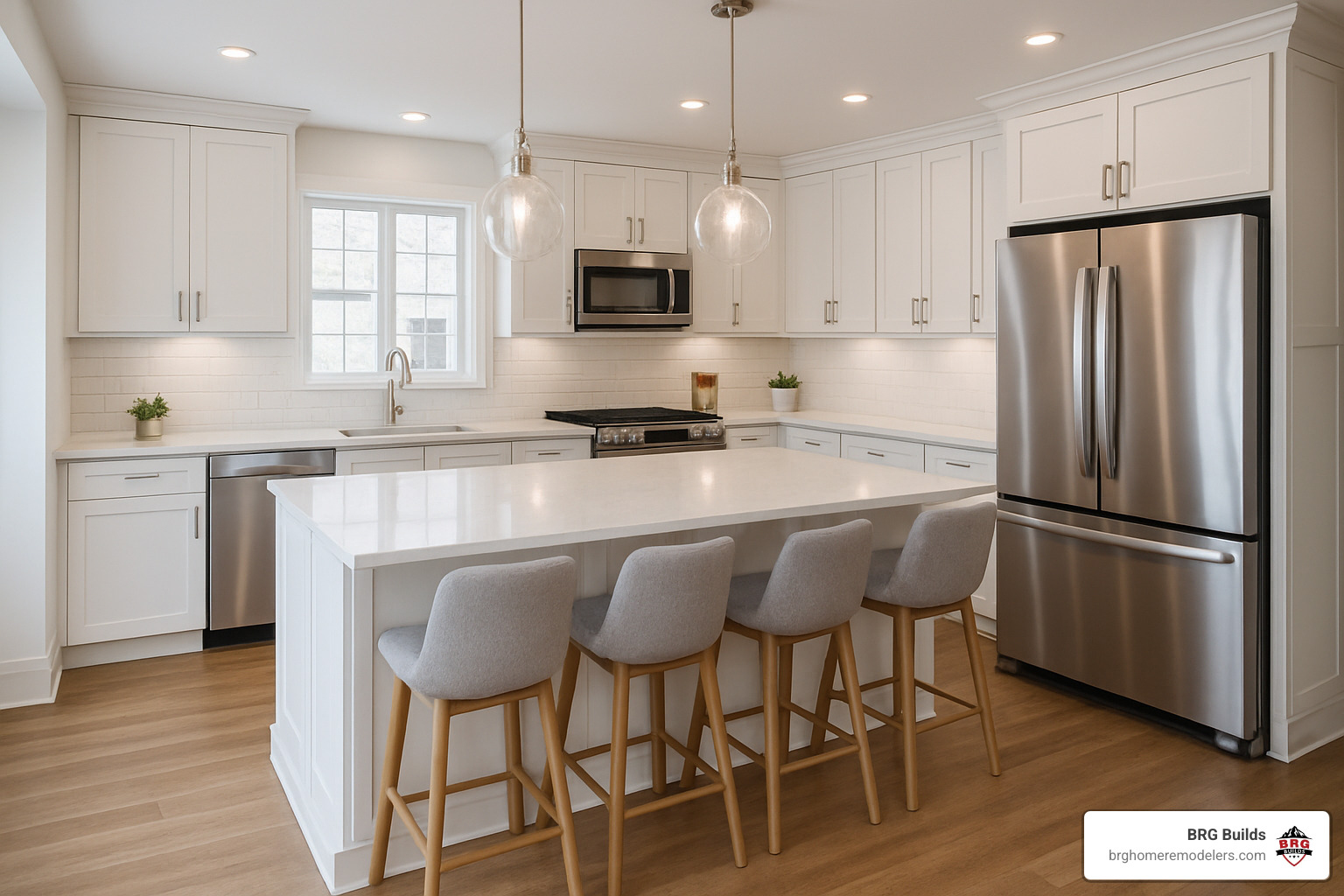 L-shaped kitchen layout with large island for additional prep space and seating - kitchen remodeling ideas