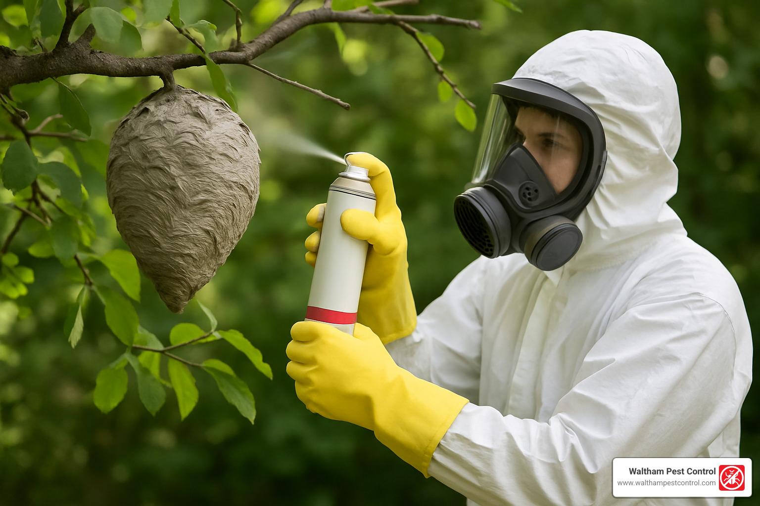 Complete safety equipment layout for DIY hornet nest removal - hornets nest removal