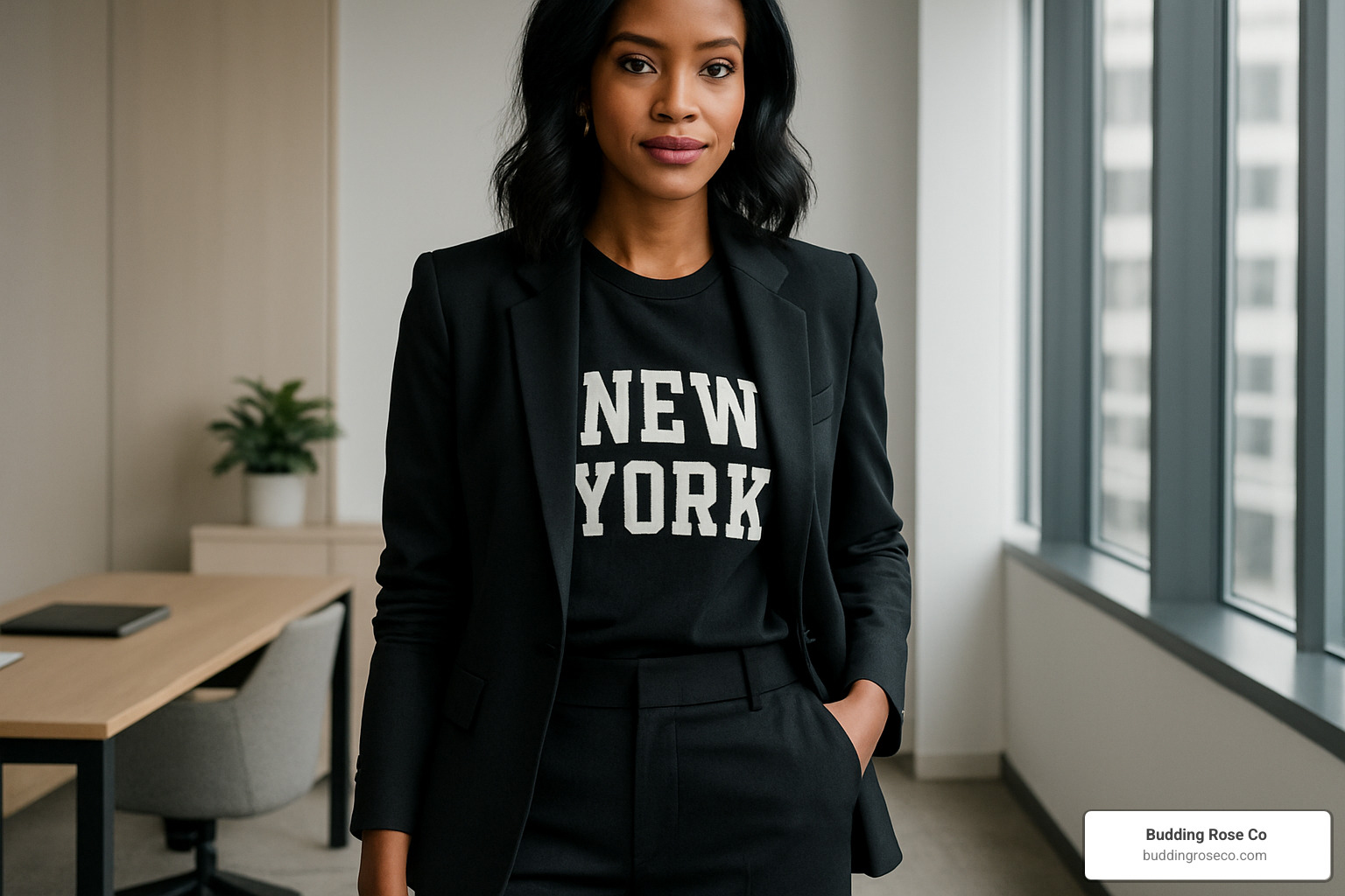 graphic tee styled with blazer for office wear - graphic tees for women online