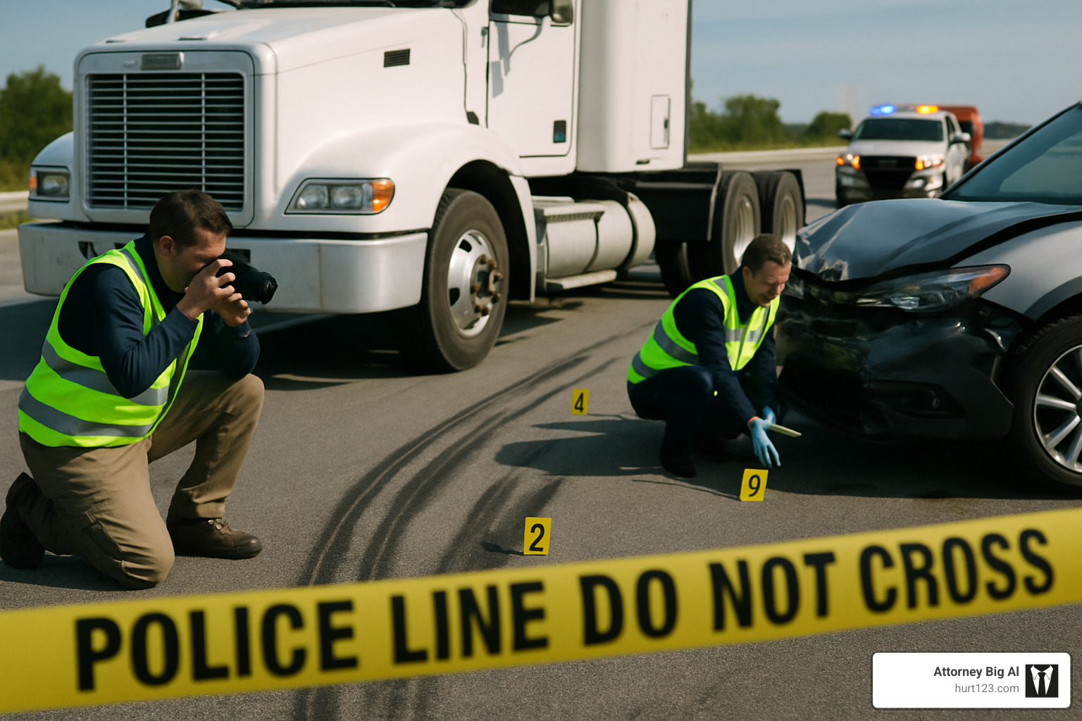 Evidence collection at truck accident scene - truck wreck law firm