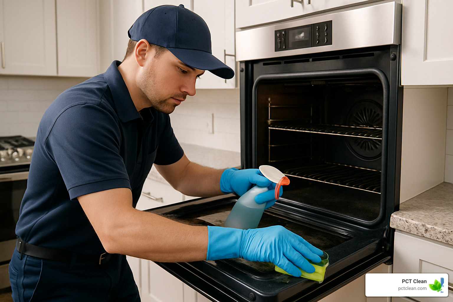 technician cleaning oven - deep cleaning companies near me