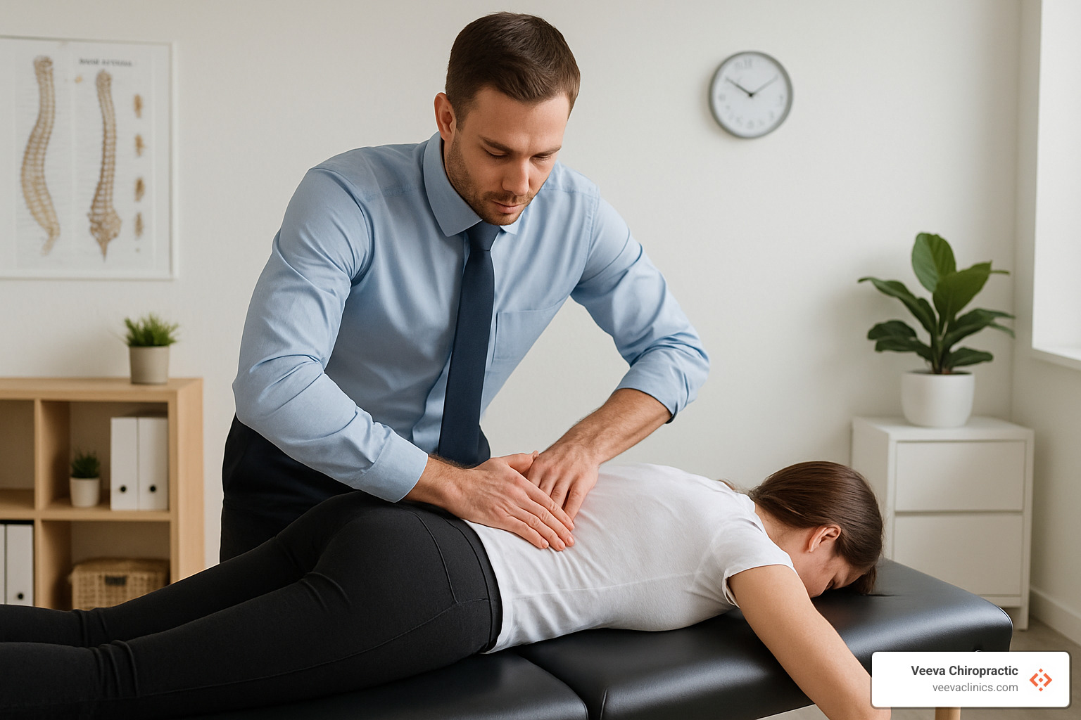 chiropractor performing spinal adjustment for posture correction - posture correction chiropractor gresham oregon