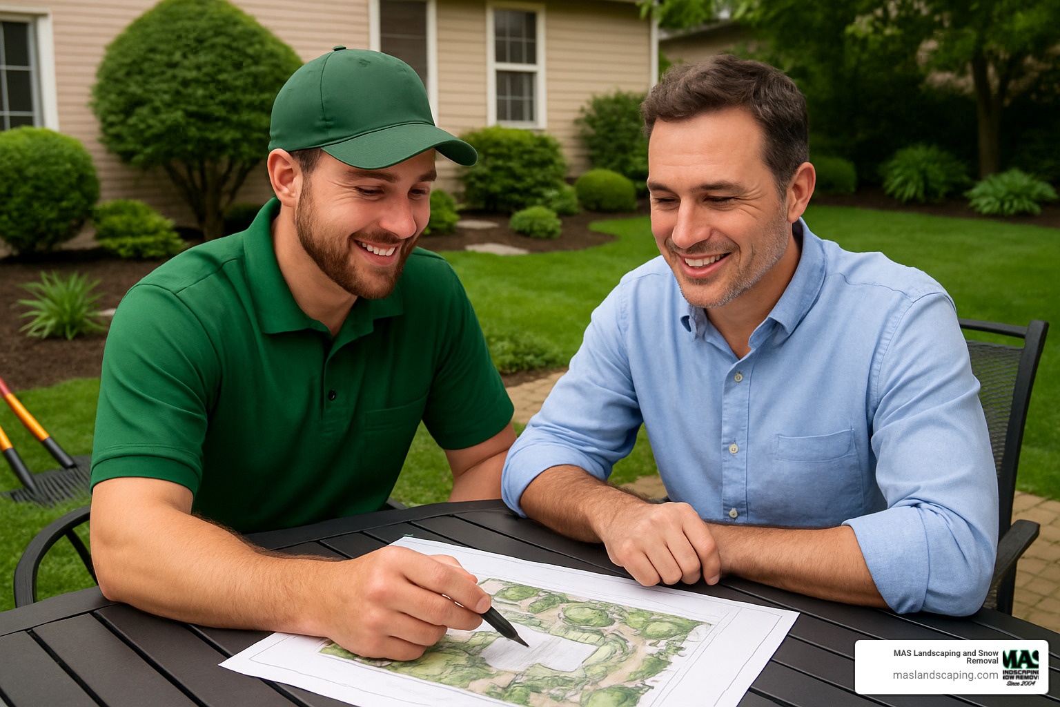 landscaping company consultation meeting with homeowner - landscaping services