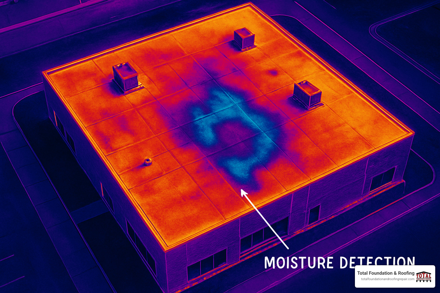 infrared roof scan showing temperature variations and moisture detection - commercial roof coatings near me
