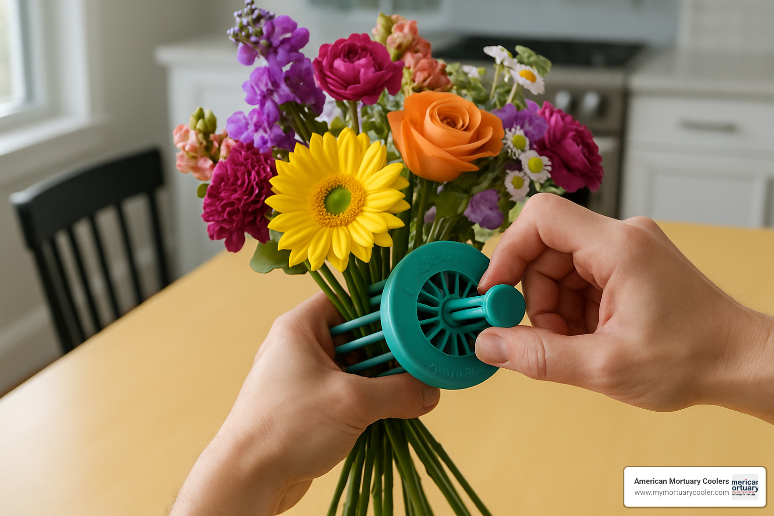 Hanataba bouquet maker in action - niche flower holders