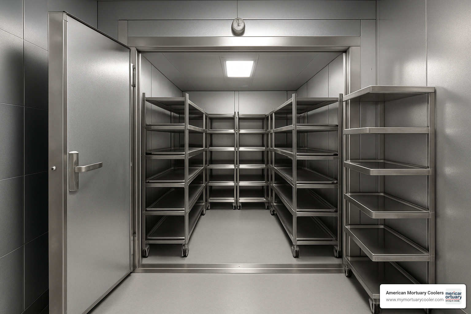 walk-in morgue cooler with 20-body capacity - morgue-cooler-