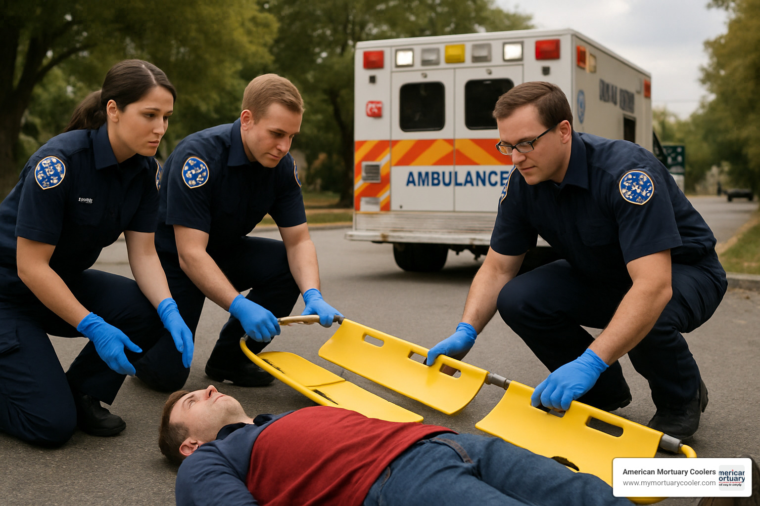 scoop stretcher being deployed by EMS team - ems-stretcher