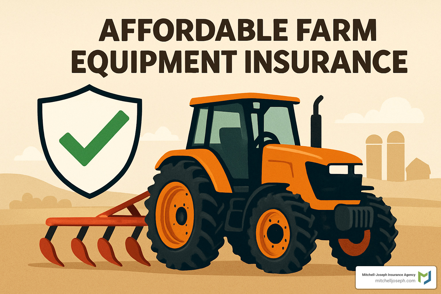 Security-tagged tractor with CESAR identification system in farm yard - affordable farm equipment insurance