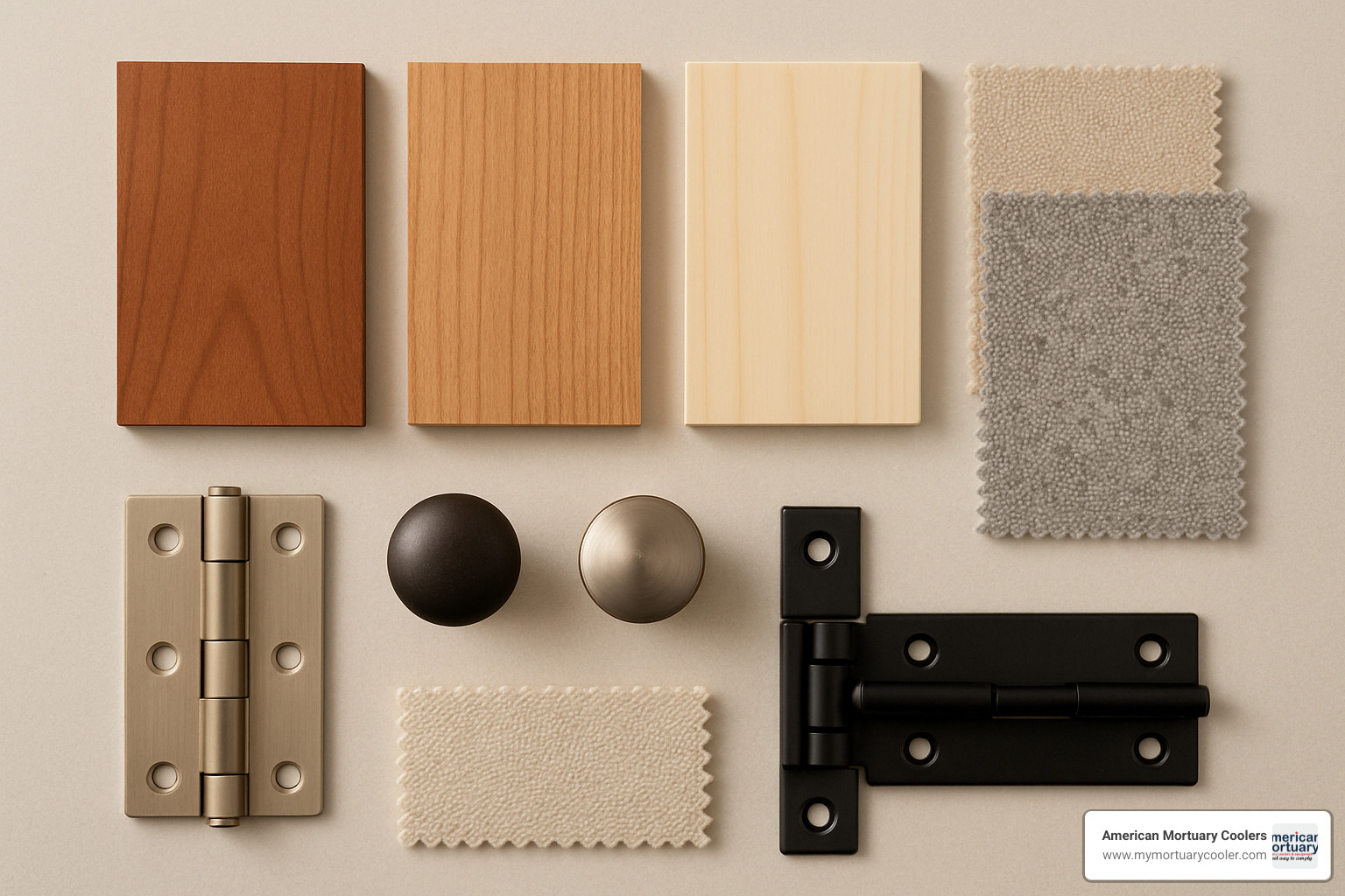 Material swatches showing different wood finishes, metal hardware, and fabric options for collapsible dressing tables - collapsible dressing table