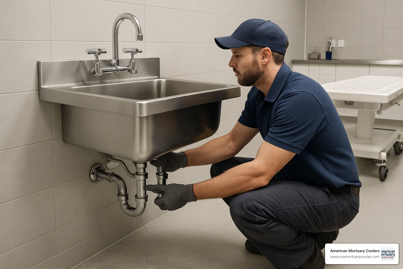 wall-mount embalming sink installation - embalming-sink