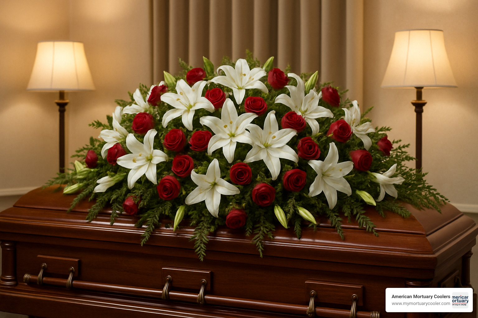 Full-couch casket spray covering an entire closed casket - funeral coffin spray
