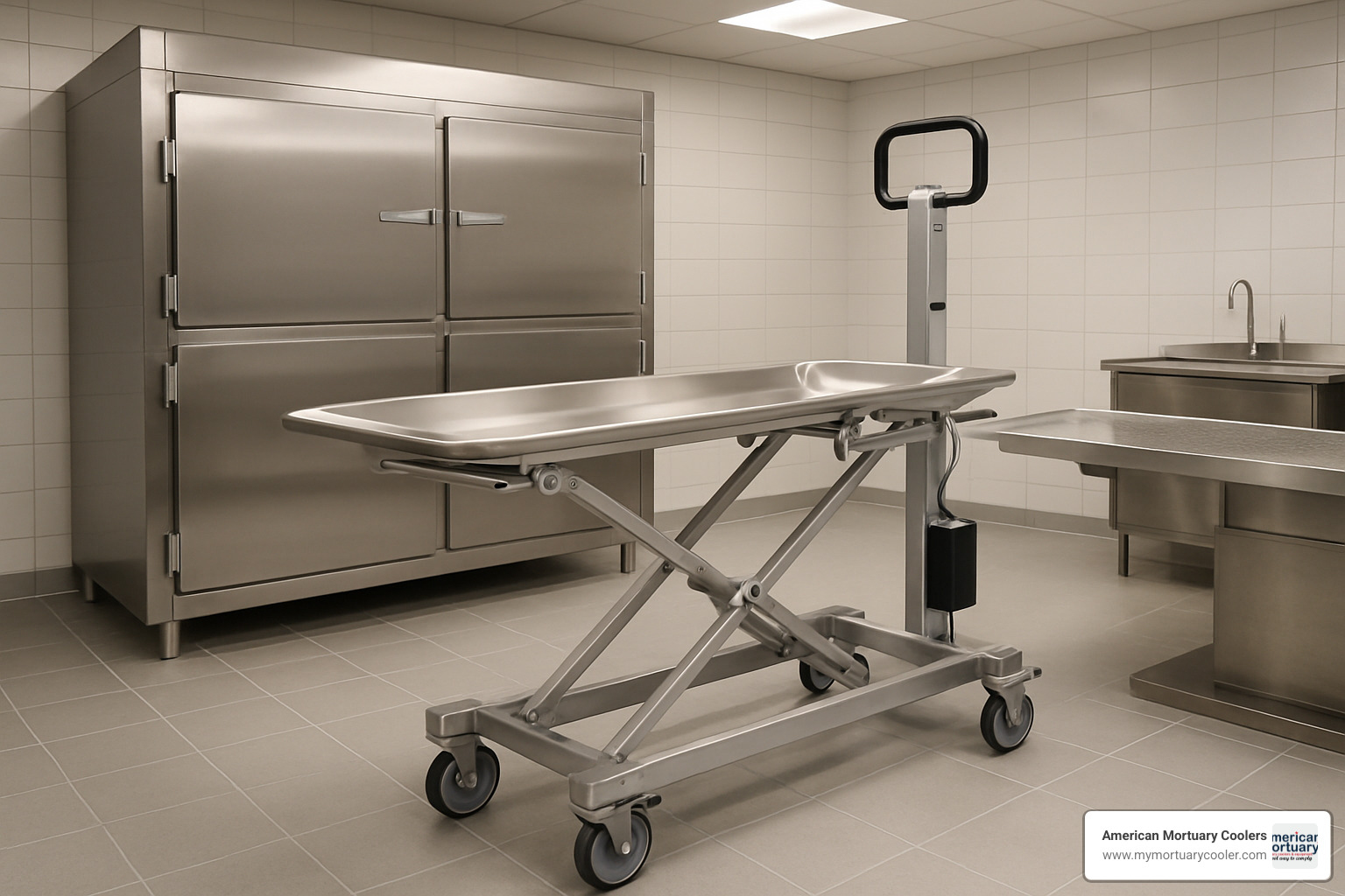battery powered mortuary lift - embalming room coolers