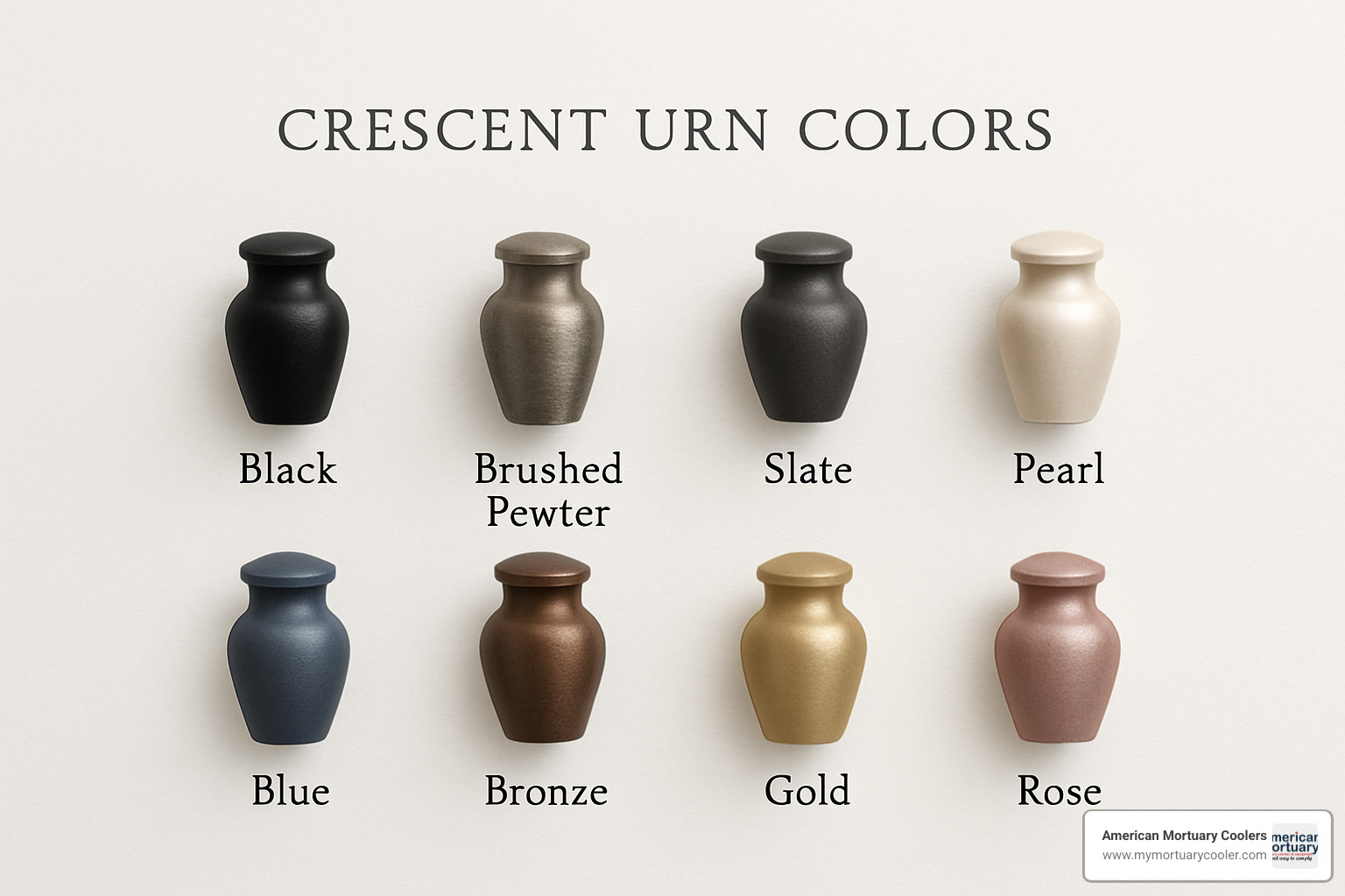color palette showing all 8 available colors - crescent memorial urns