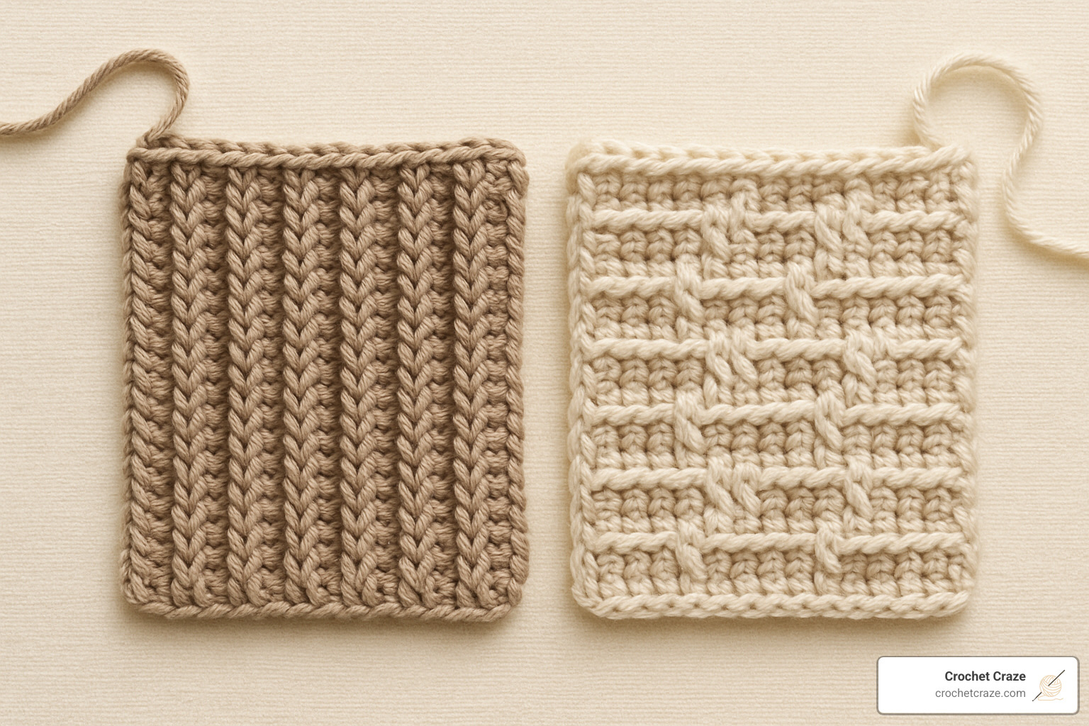 comparison of ribbed versus textured stitch swatches - Crochet stitches for hats