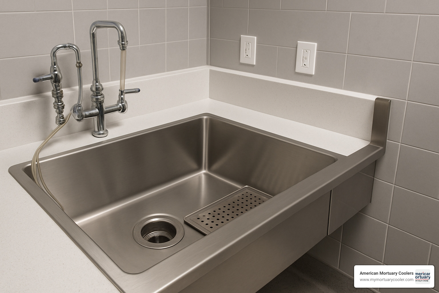 detailed view of embalming station components - embalming station