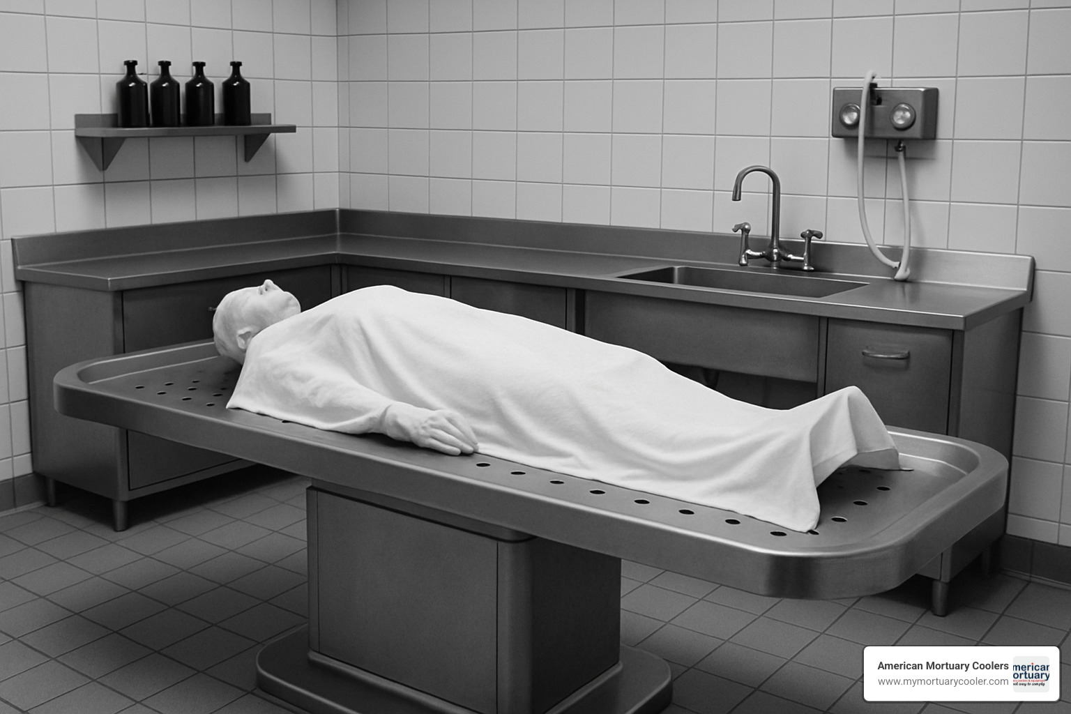 safety features diagram of embalming station - embalming station