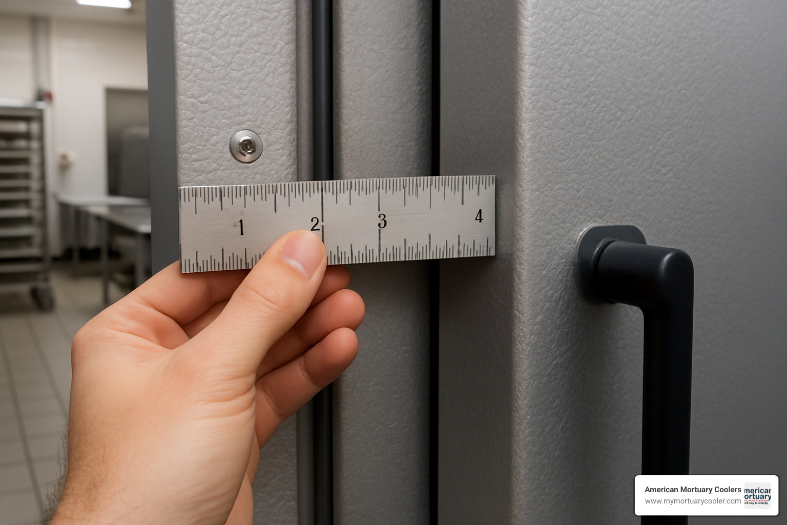 Measuring hinge offset with ruler showing distance from door jamb to door face - kason hinges
