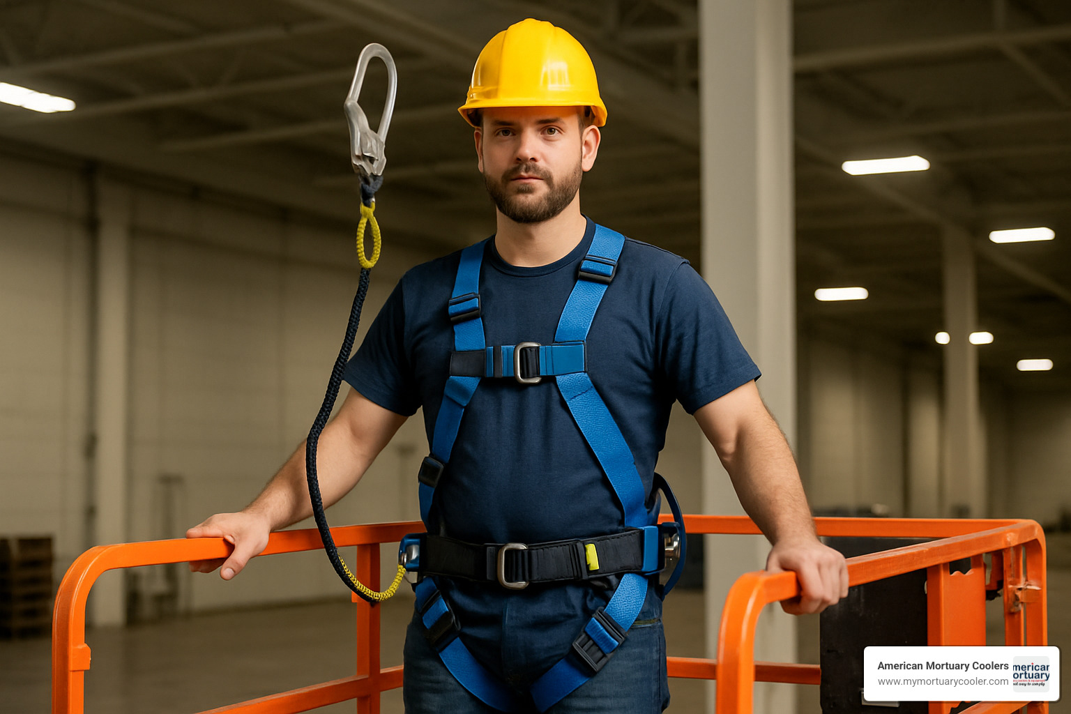 proper fall protection harness setup on scissor lift - scissor lift rental