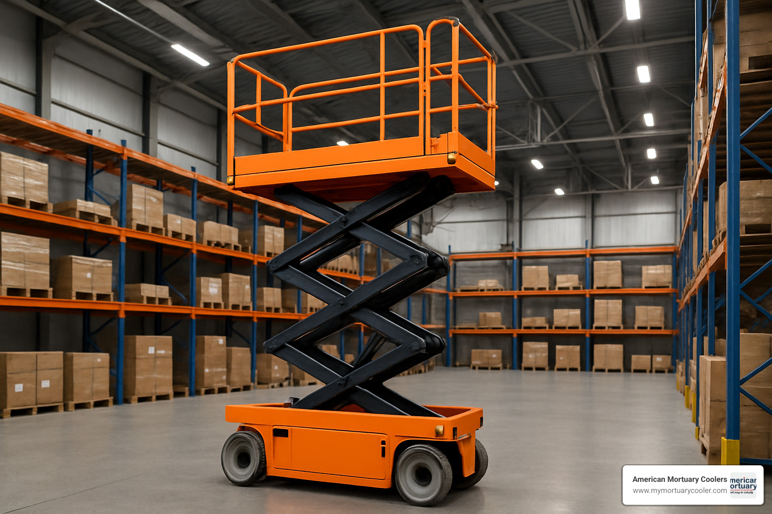 electric slab scissor lift in warehouse setting - scissors lift for sale