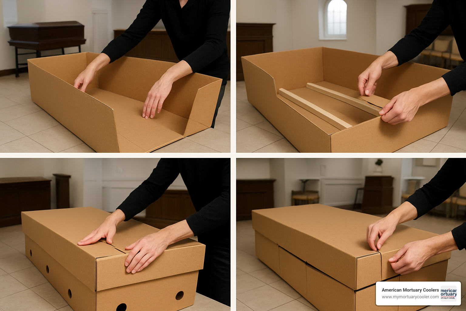step-by-step cremation cardboard box assembly process - cremation cardboard box