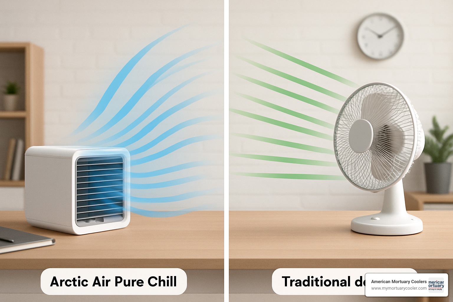 airflow comparison between Pure Chill and desk fan - arctic air pure chill