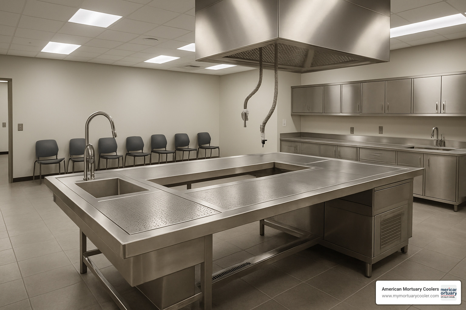 L-shaped autopsy workstation - morgue-table