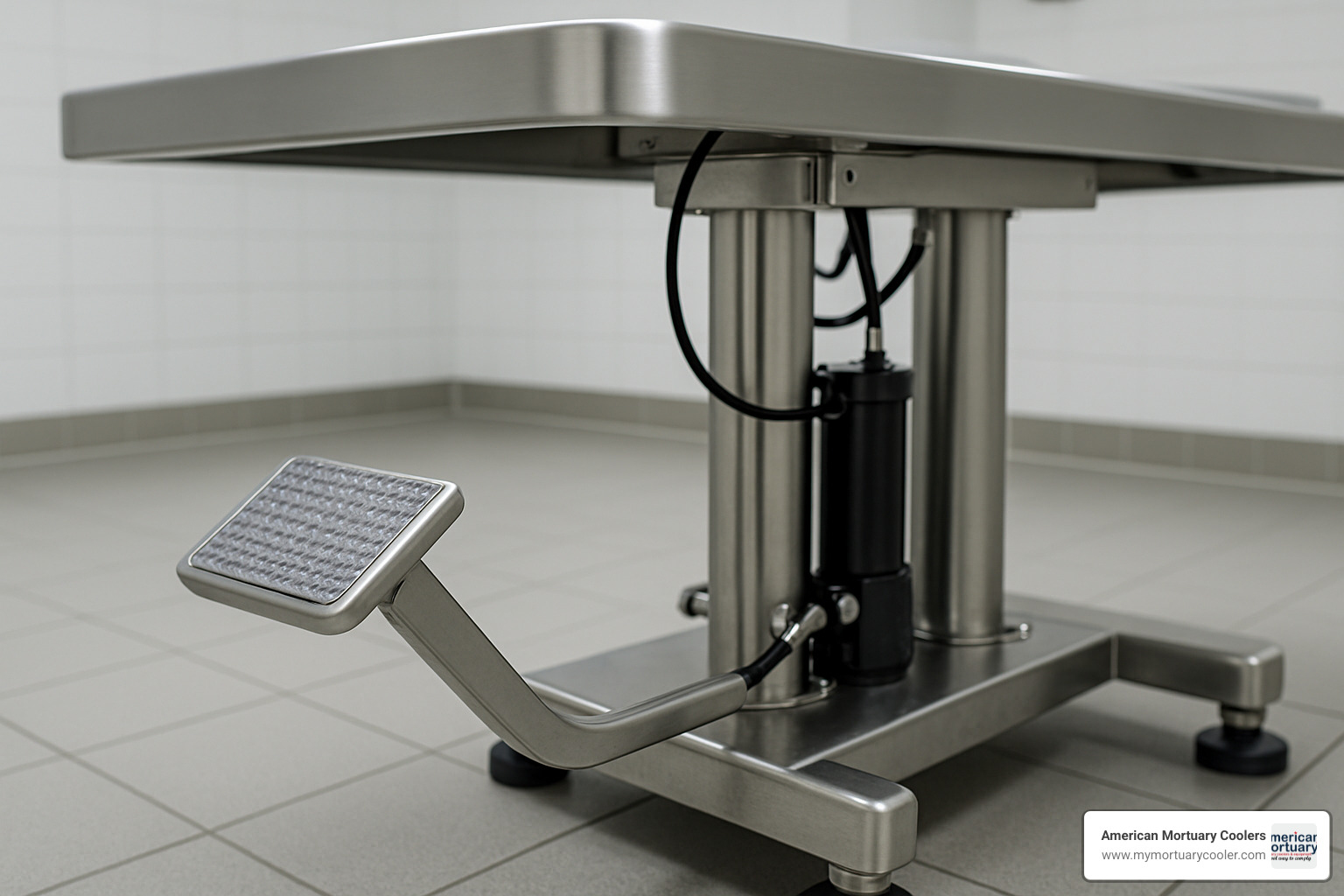 adjustable-height pedal mechanism - morgue-table