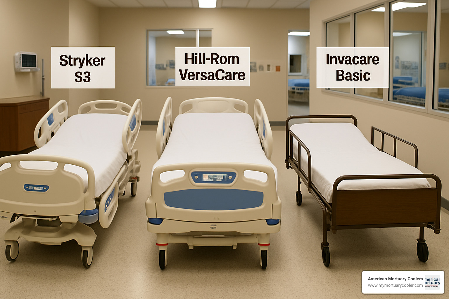 Side-by-side comparison of different hospital bed brands - stryker hospital bed cost