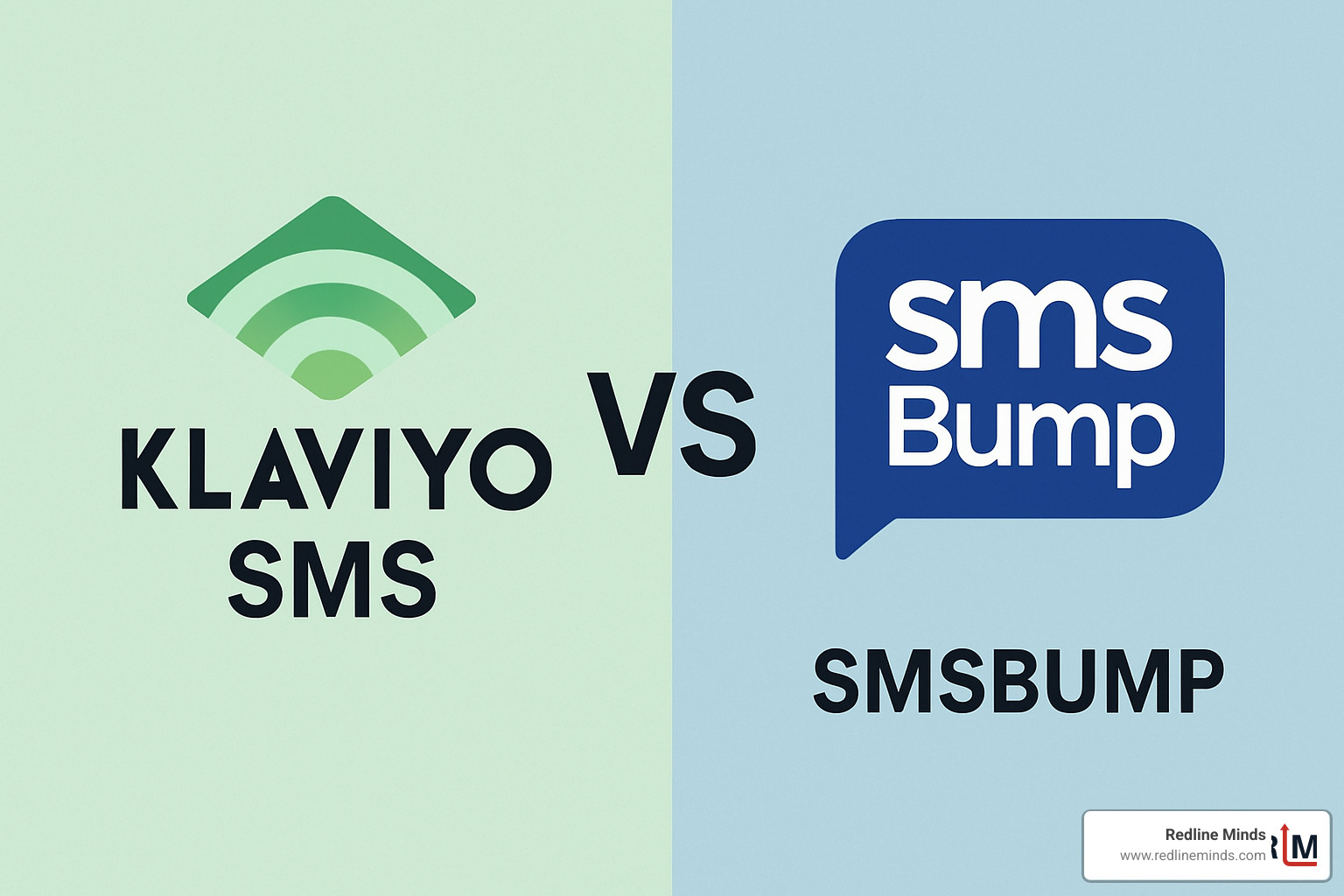 Side-by-side interface comparison showing platform dashboards - klaviyo sms vs smsbump
