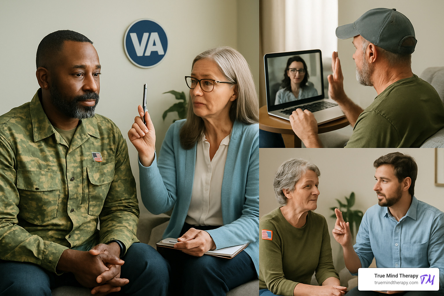 Veterans accessing EMDR therapy through various channels including VA hospitals, community care, and telehealth services - EMDR therapy for veterans