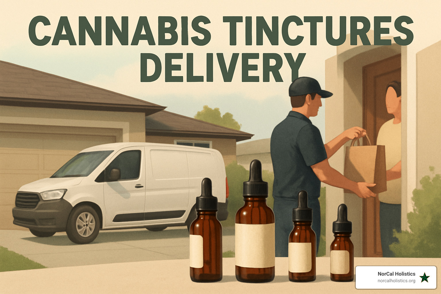 Professional cannabis tincture bottles with droppers arranged on clean surface - cannabis tinctures delivery