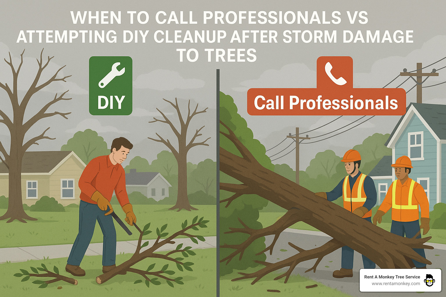 Infographic showing storm damage tree removal decision flowchart with safety checkpoints, insurance considerations, and when to call professionals versus attempting DIY cleanup - storm damage tree removal infographic Infographic showing storm damage tree removal decision flowchart with safety checkpoints, insurance considerations, and when to call professionals versus attempting DIY cleanup - storm damage tree removal infographic