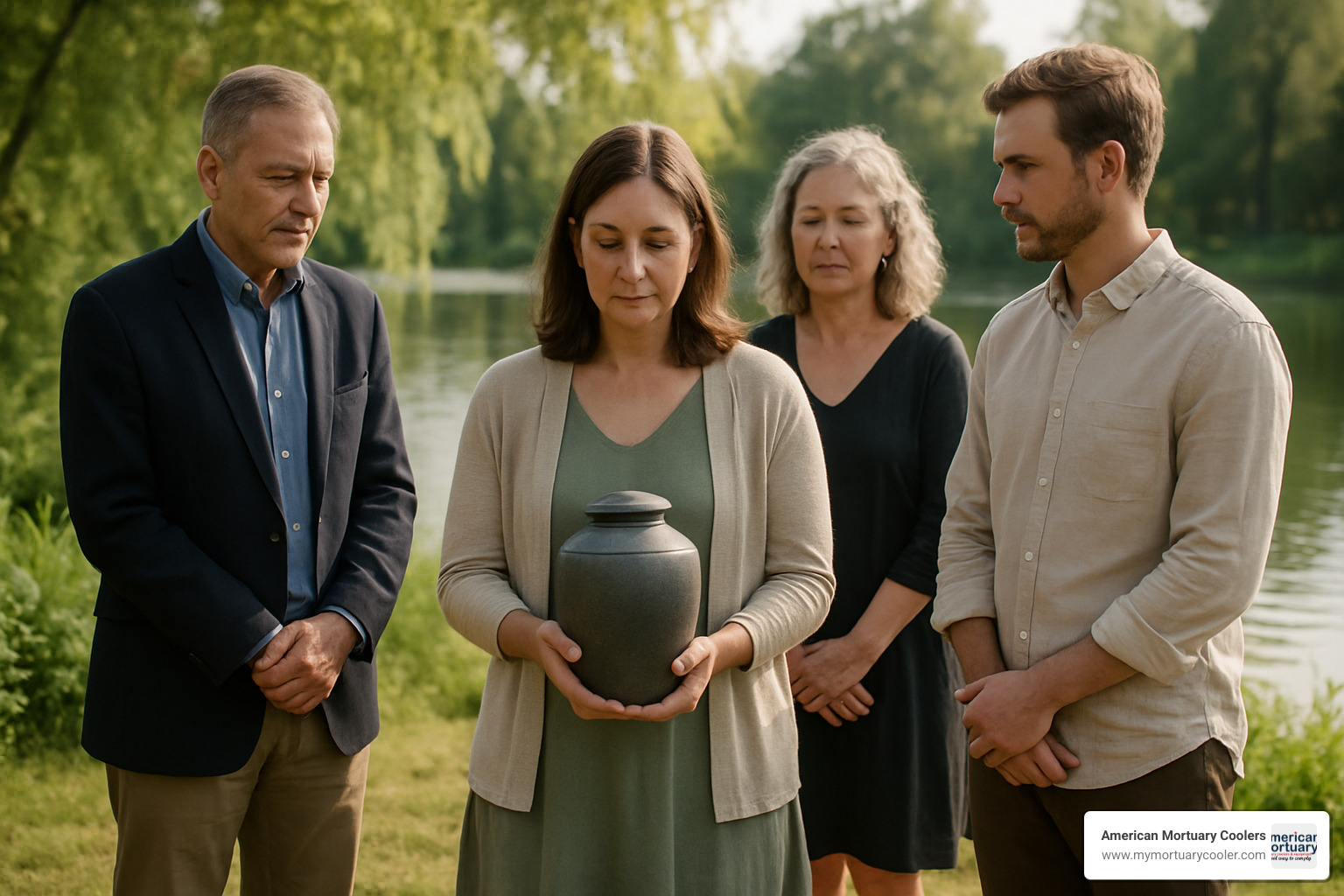 Peaceful scattering ceremony with medium urn - medium cremation urns