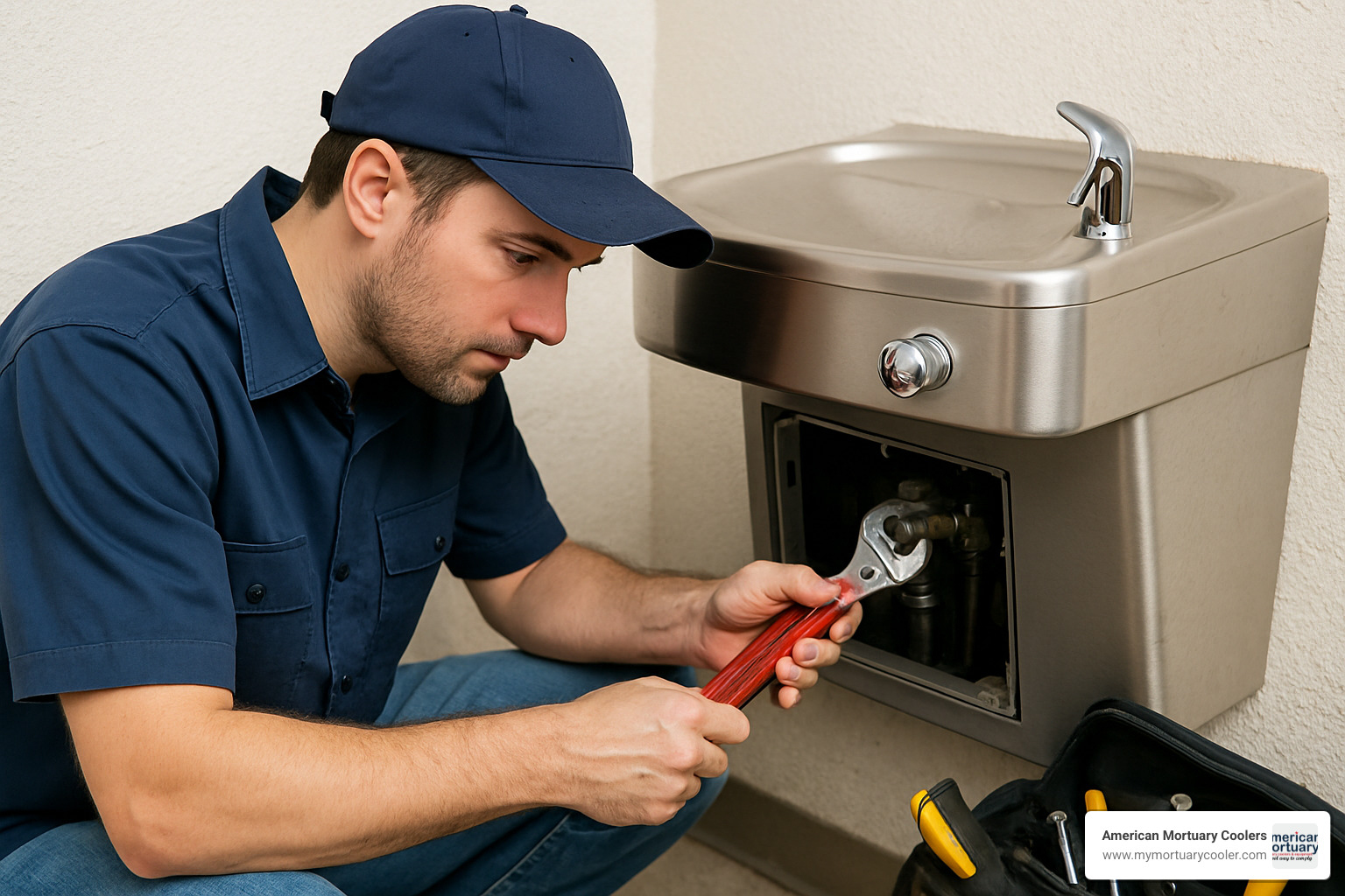 Drinking fountain maintenance checklist showing daily, weekly, monthly and six-month tasks with corresponding time requirements and tools needed - drinking fountain repair